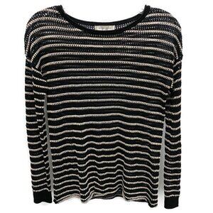 Second Female Black & Ivory Stripe Crochet Sweater